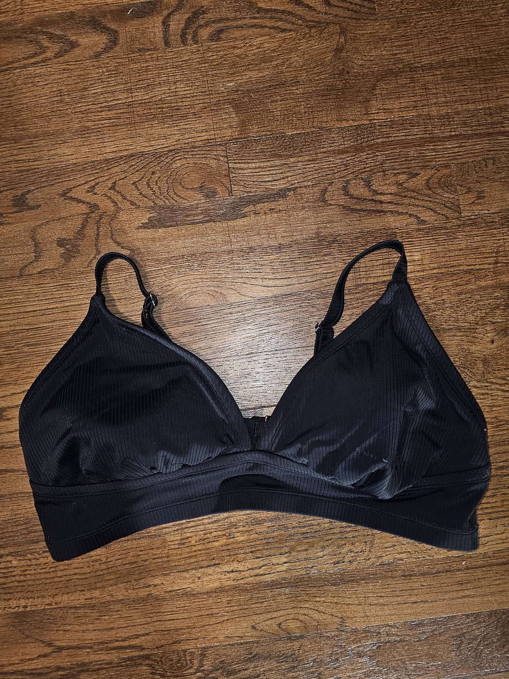 Xhilaration Black Ribbed Swimtop